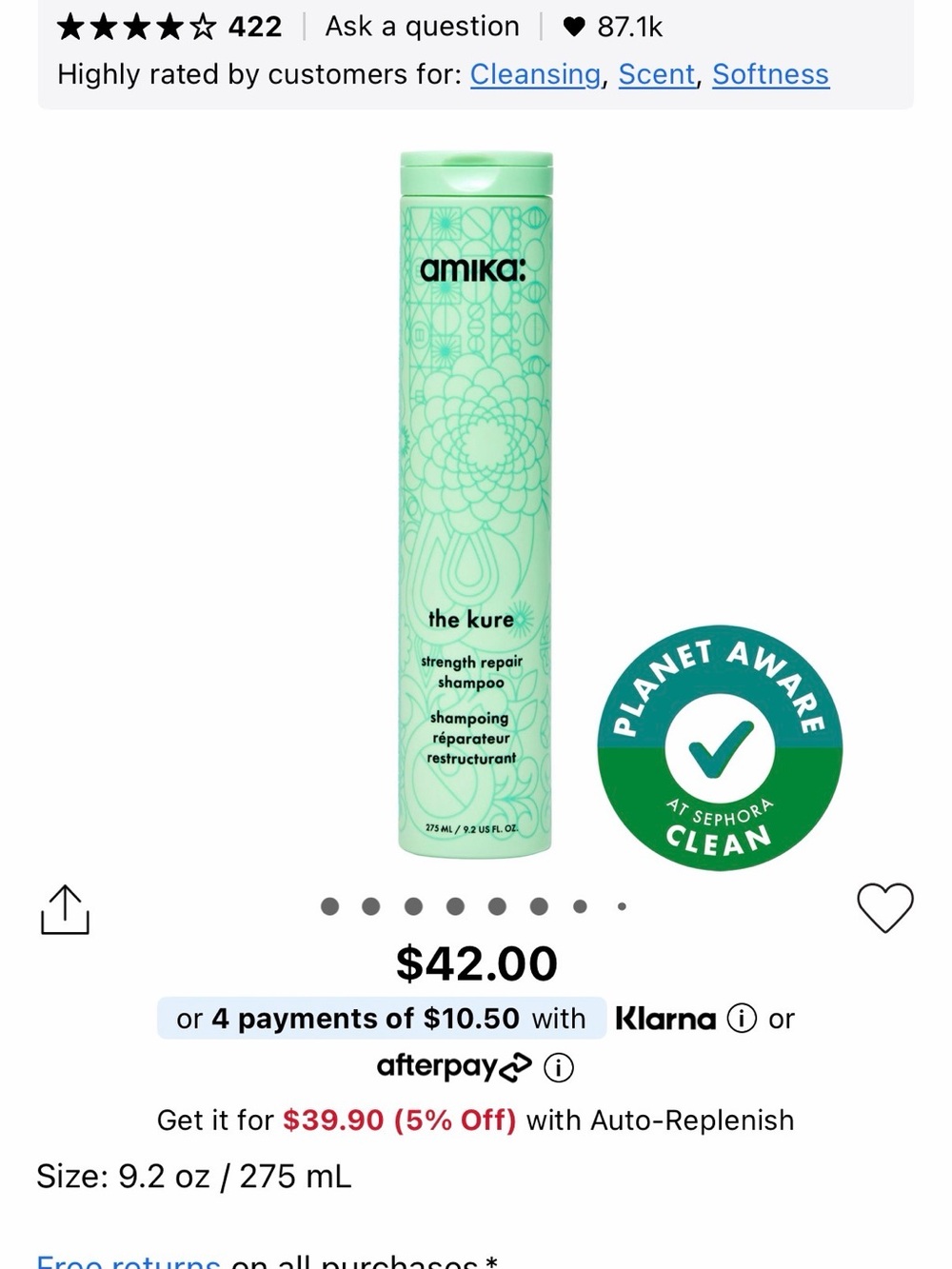 amika Strength Repair Shampoo in Mint Green